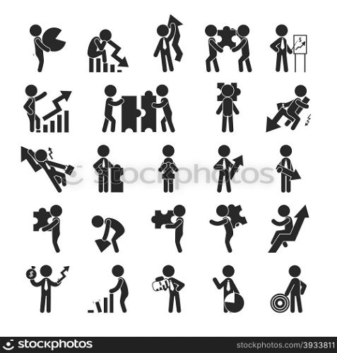 Set of businessman with chart , Human pictogram Icons , eps10 vector format