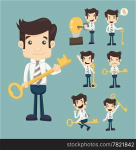 Set of businessman with key , eps10 vector format