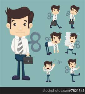 Set of businessman with wind-up key , eps10 vector format
