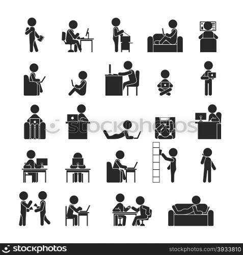 Set of businessman working , Human pictogram Icons , eps10 vector format