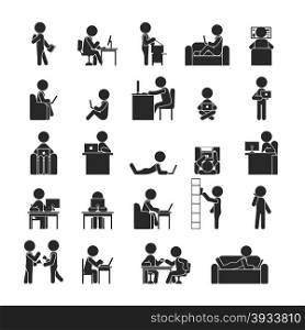 Set of businessman working , Human pictogram Icons , eps10 vector format
