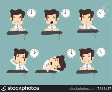 Set of businessman working time , eps10 vector format