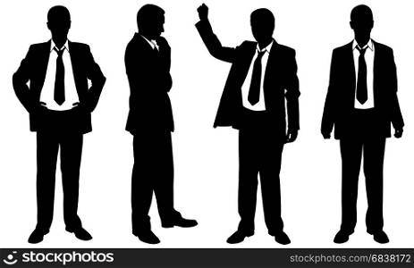 Set of businessmen posing isolated on white
