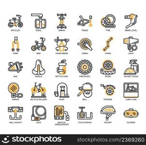 Set of Bycicles thin line icons for any web and app project.
