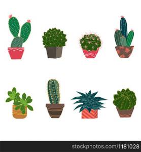 Set of cactus and succulent plants isolated on white background for your projects,invitation or greeting card,vector illustration