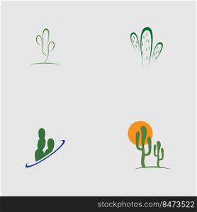 set of  Cactus logo design vector Illustrations on gray background