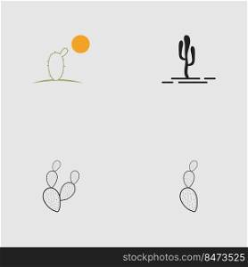 set of  Cactus logo design vector Illustrations on gray background