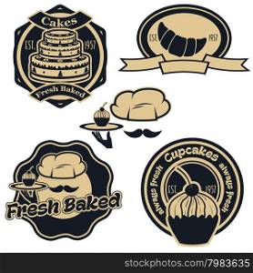Set of cakes labels and badges. Logo,badge or label design template. Vector illustration.