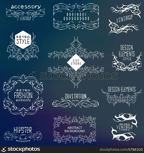 Set of calligraphic and floral design elements.. Set of calligraphic and floral