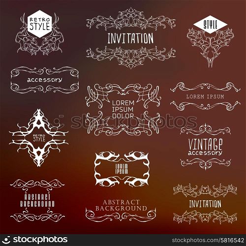 Set of calligraphic and floral design elements.. Set of calligraphic and floral