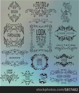 Set of calligraphic and floral design elements.. Set of calligraphic and floral