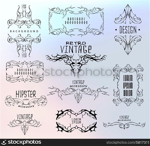 Set of calligraphic and floral. Set of calligraphic and floral design elements.