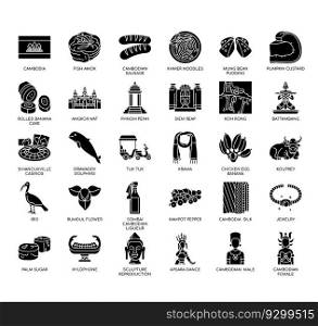 Set of Cambodia thin line icons for any web and app project.