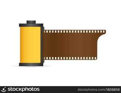 Set of camera film roll isolated on white background. Vector stock illustration. Set of camera film roll isolated on white background. Vector stock illustration.