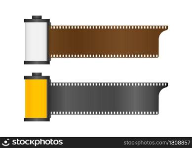 Set of camera film roll isolated on white background. Vector stock illustration. Set of camera film roll isolated on white background. Vector stock illustration.