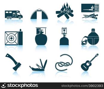 Set of camping icons. EPS 10 vector illustration without transparency.