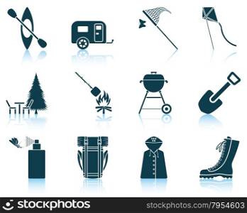 Set of camping icons. EPS 10 vector illustration without transparency.