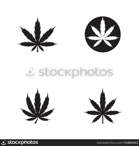 Set of Cannabis marijuana hemp leaf logo and symbol