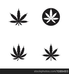 Set of Cannabis marijuana hemp leaf logo and symbol