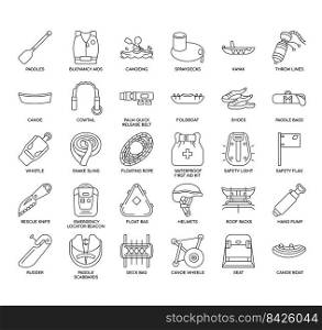 Set of Canoeing thin line icons for any web and app project.