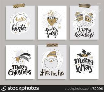 Set of cards for christmas and new year.. Set of cards for christmas and new year. Vector illustration.