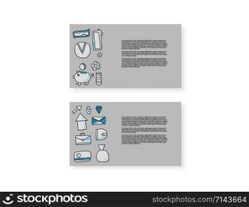 Set of cards with finance elements. Business concept. Vector color illustration.