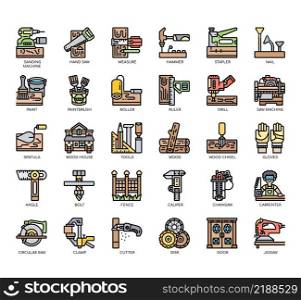 Set of Carpentry thin line icons for any web and app project.