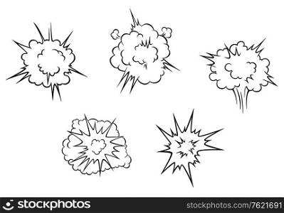 Set of cartoon clouds of explosion for comics or another design