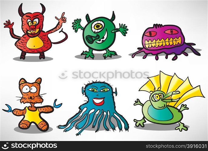 Set of cartoon funny monsters 2
