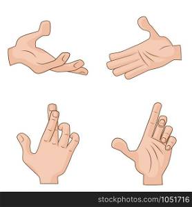 Set of cartoon Hands Icons for concepts. Vector illustration. Set of vector cartoon Hands Icons for illustration concepts