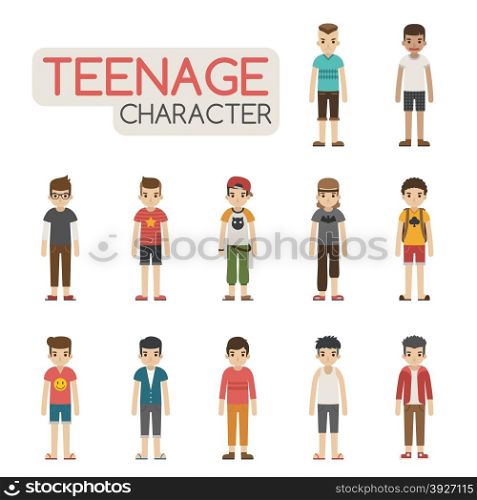 Set of cartoon teenagers characters , eps10 vector format