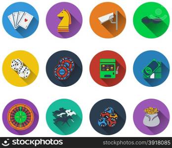 Set of casino icons in flat design