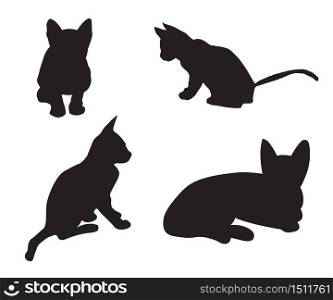 Set of cats Silhouettes isolated on a white background.