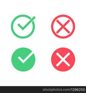 Set of checkmarks yes or no, correct or incorrect in flat design. Vector EPS 10