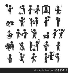 Set of children activities play and learn ,Human pictogram Icons , eps10 vector format