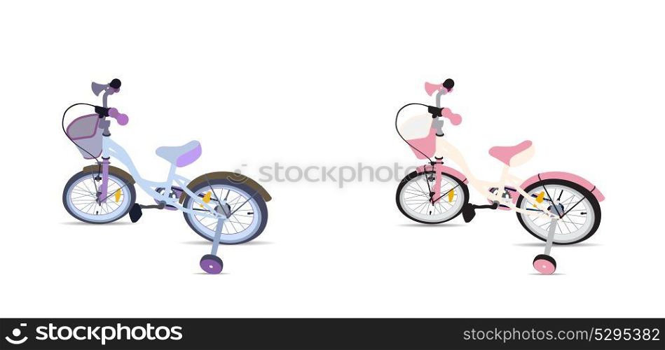 Set of Children Bicycle. Isolated on White Background.. Set of Children Bicycle. Isolated