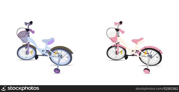 Set of Children Bicycle. Isolated on White Background.. Set of Children Bicycle. Isolated