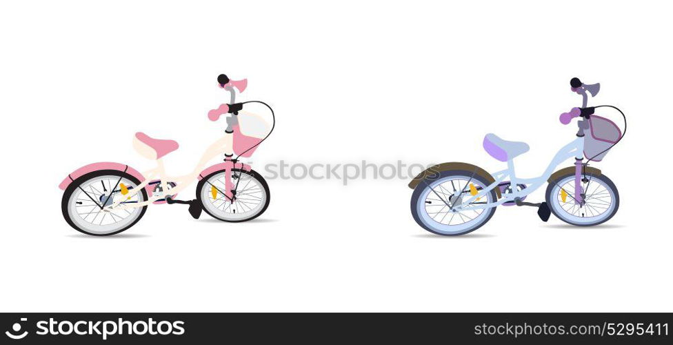 Set of Children Bicycle. Isolated on White Background.. Set of Children Bicycle. Isolated