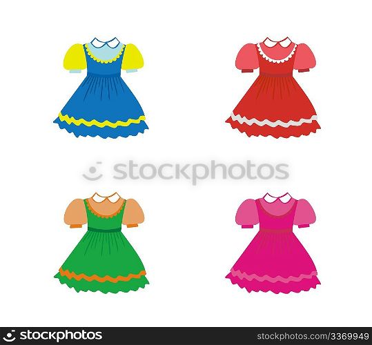 Set of children dresses. Vector