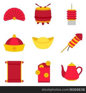 Set of Chinese New Year in flat style
