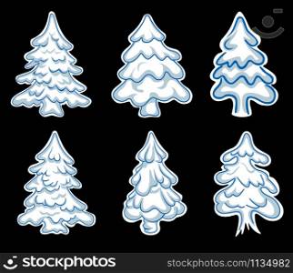 Set of chistmas pines for holiday design. Vector illustration. Set of chistmas pines