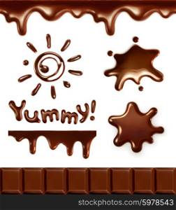 Set of chocolate drops, vector illustration