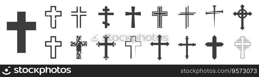 Set of Christian Cross. Cross symbol. 