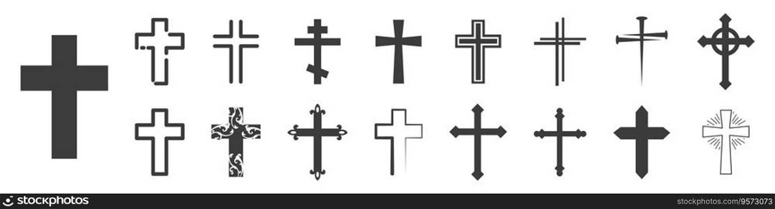 Set of Christian Cross. Cross symbol. 