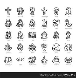 Set of Christianity thin line icons for any web and app project.