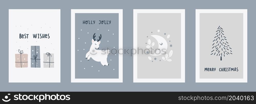 Set of Christmas and Happy New Year illustrations. Trendy hand drawn vector illustration for posters and greeting card. Vector design templates.. Set of Christmas and Happy New Year illustrations. Trendy hand drawn vector illustration for posters and greeting card. Vector design templates