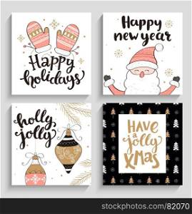 Set of christmas and new year cards.. Set of christmas and new year greeting cards. Vector illustration.