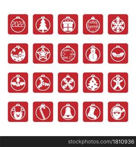 set of Christmas and New Year icons for design and decoration. Flat design.