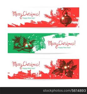 Set of Christmas banners. Hand drawn illustrations