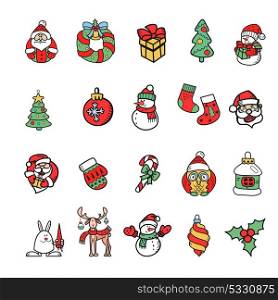 Set of Christmas characters. Isolated on white background vector elements for your greeting cards with Christmas and New year.
